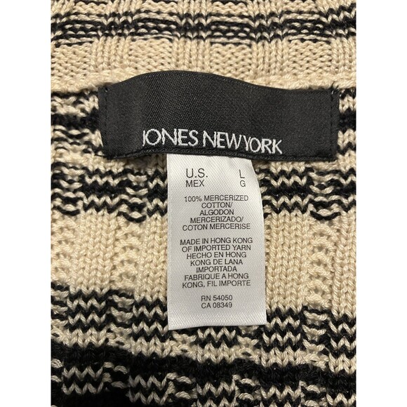 Jones New York Womens Full Zip Sweater Brown/Black Striped Size L - Picture 3 of 7